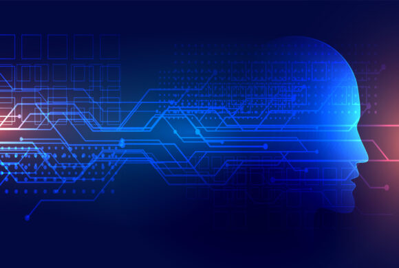 technology artifical intelligence background with face